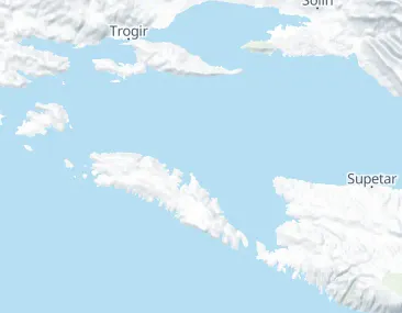 Map: the way from Split to Šolta and Brač, through the Split Gate