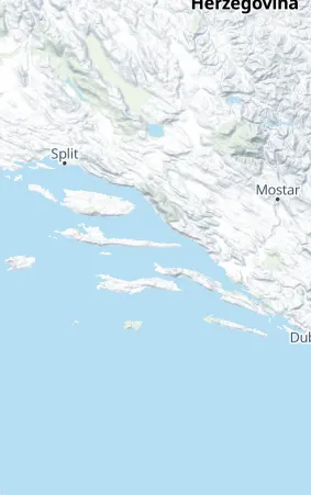Map of the two-week Split route through Korčula, Lastovo and Mljet