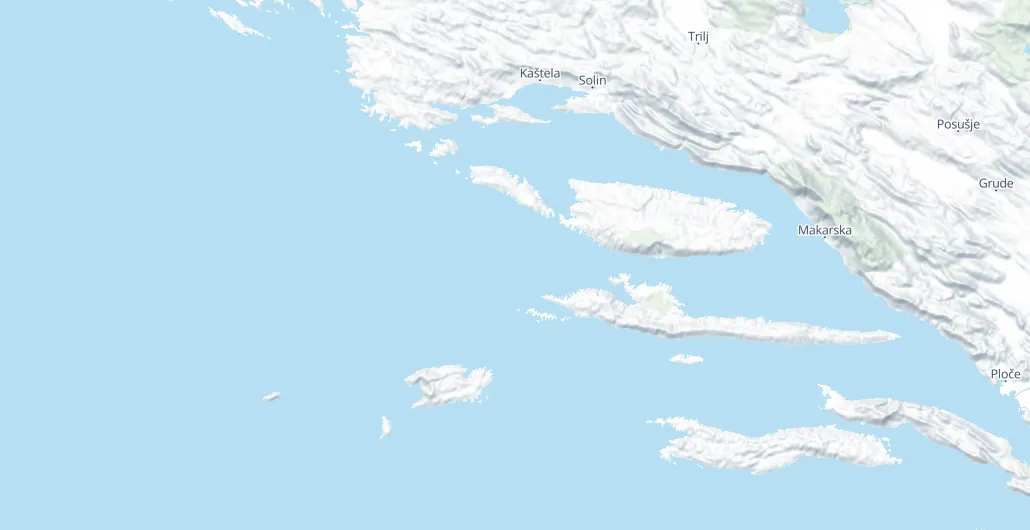 Seven days from Split on a map