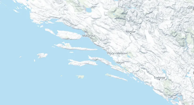 Map of the seven-day Split to Dubrovnik route