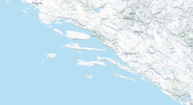 Map of the two-week Split route through Korčula, Lastovo and Mljet